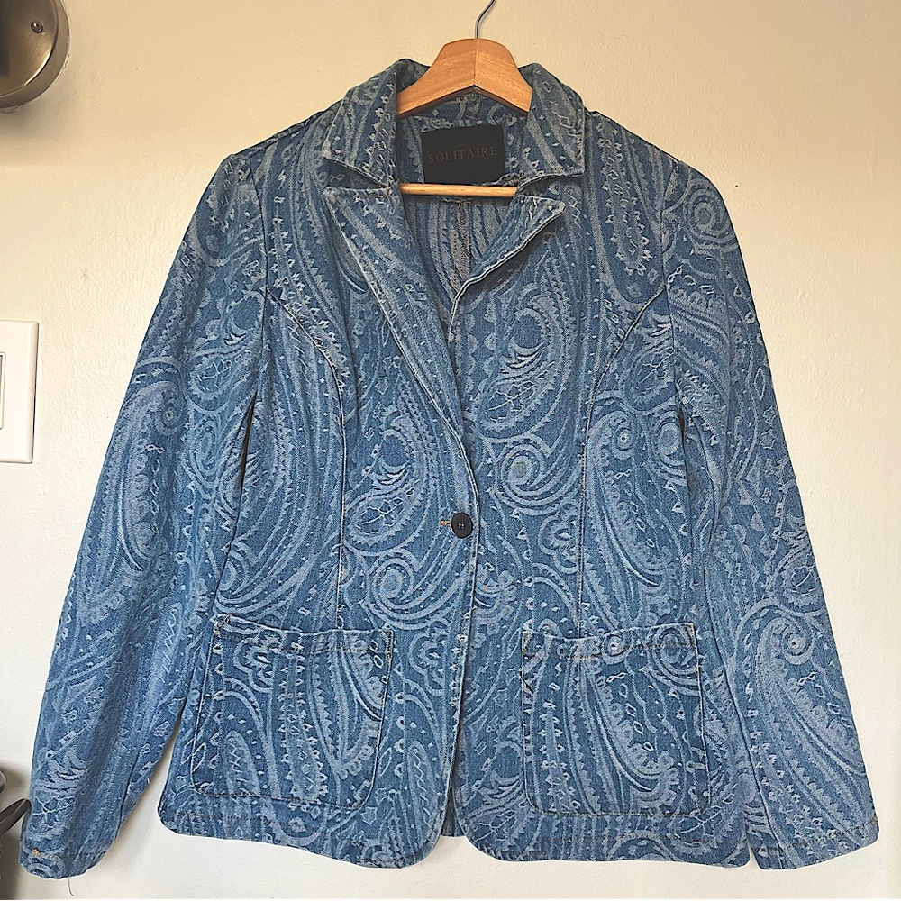 S Solitare Blue Paisley Women's Jacket